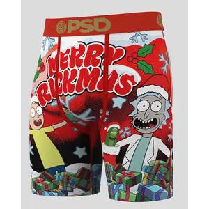PSD Mens Rick & Morty Merry Rickmas Boxer Brief - Standard Length 7 Inch Inseam, Soft and Breathable Poly Blend Fabric