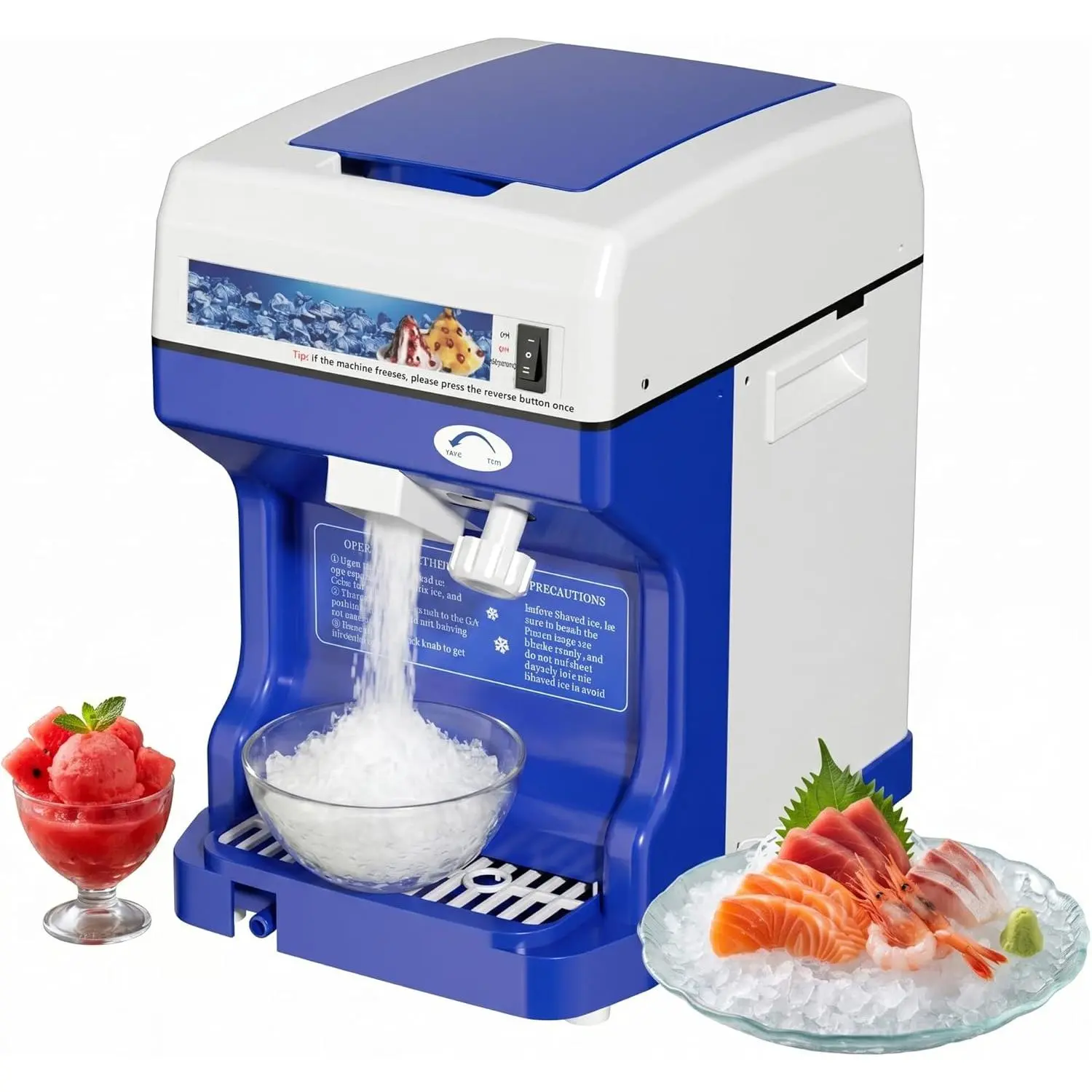 Commercial Shaved Crusher Ice Machine, 265LB/H Snow Cone Machine with 2L Storage Box, Ice Texture Control, 500W 320RPM Electric Snow Cone Maker for Home, Bars, Cafes, Parties, Blue,home essentials