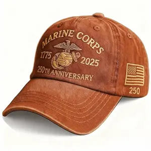 2026 USMC 250th Anniversary Marine Corps Hat – Vintage Washed Dad Baseball Cap, Commemorative Tribute for Marines & Veterans