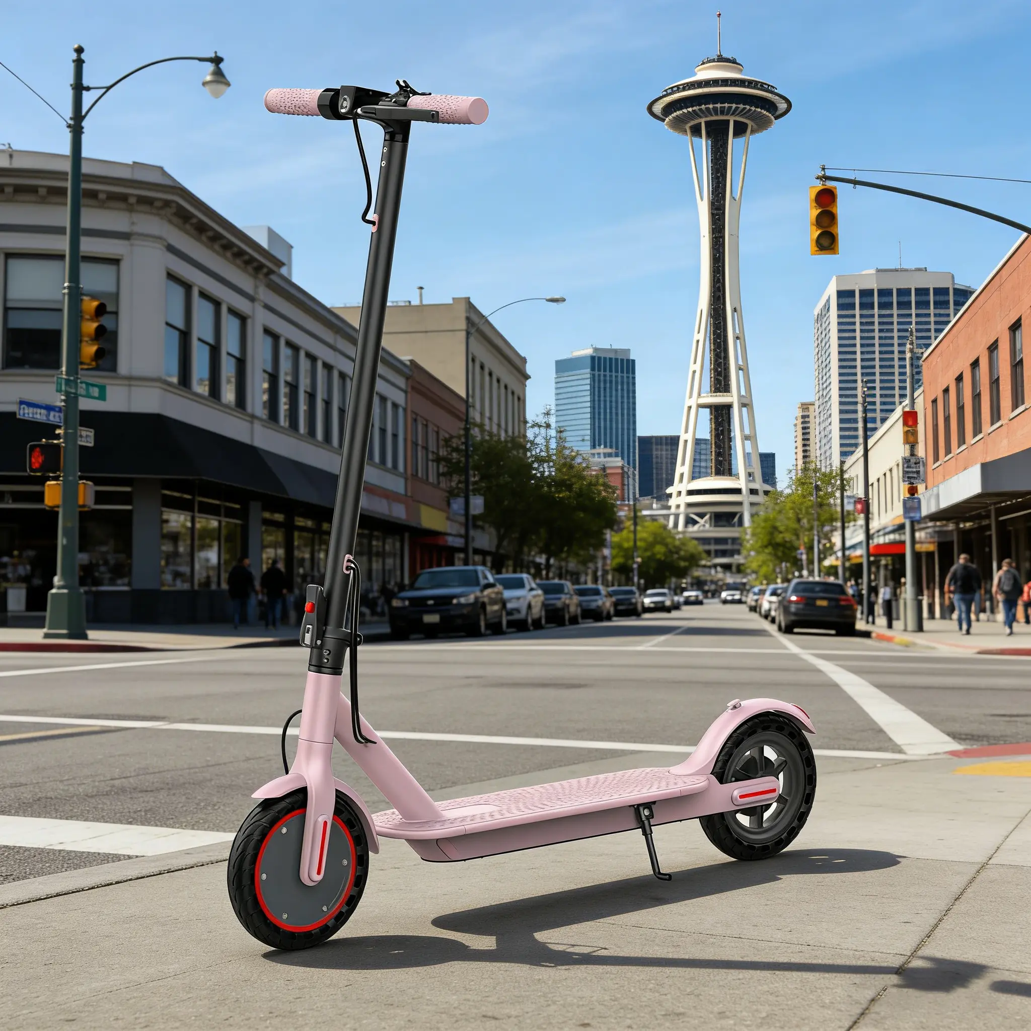 SummerWins Folding App Controlled Commuting Electric Scooter, 8.5" Tires, 350W Motor, Up to 19MPH Max Speed, Portable with Light, Suitable for Females, Halloween/Father's Day Gift, App Controlled Scooter, Commuting Scooter