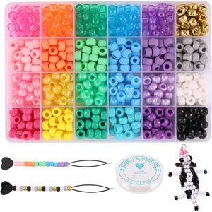 720pcs 24 Colors Pony Beads for Jewelry Making, Braided Hair Beads, Bracelet Kit, DIY Bracelets, Keychain Charms, Fashion Gifts, DIY Beading Accessories, Bead Set