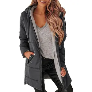 Imily Bela Womens Warm Puffer Down Jacket Hooded Winter Lightweight Mid Quilted Coat with Pocket