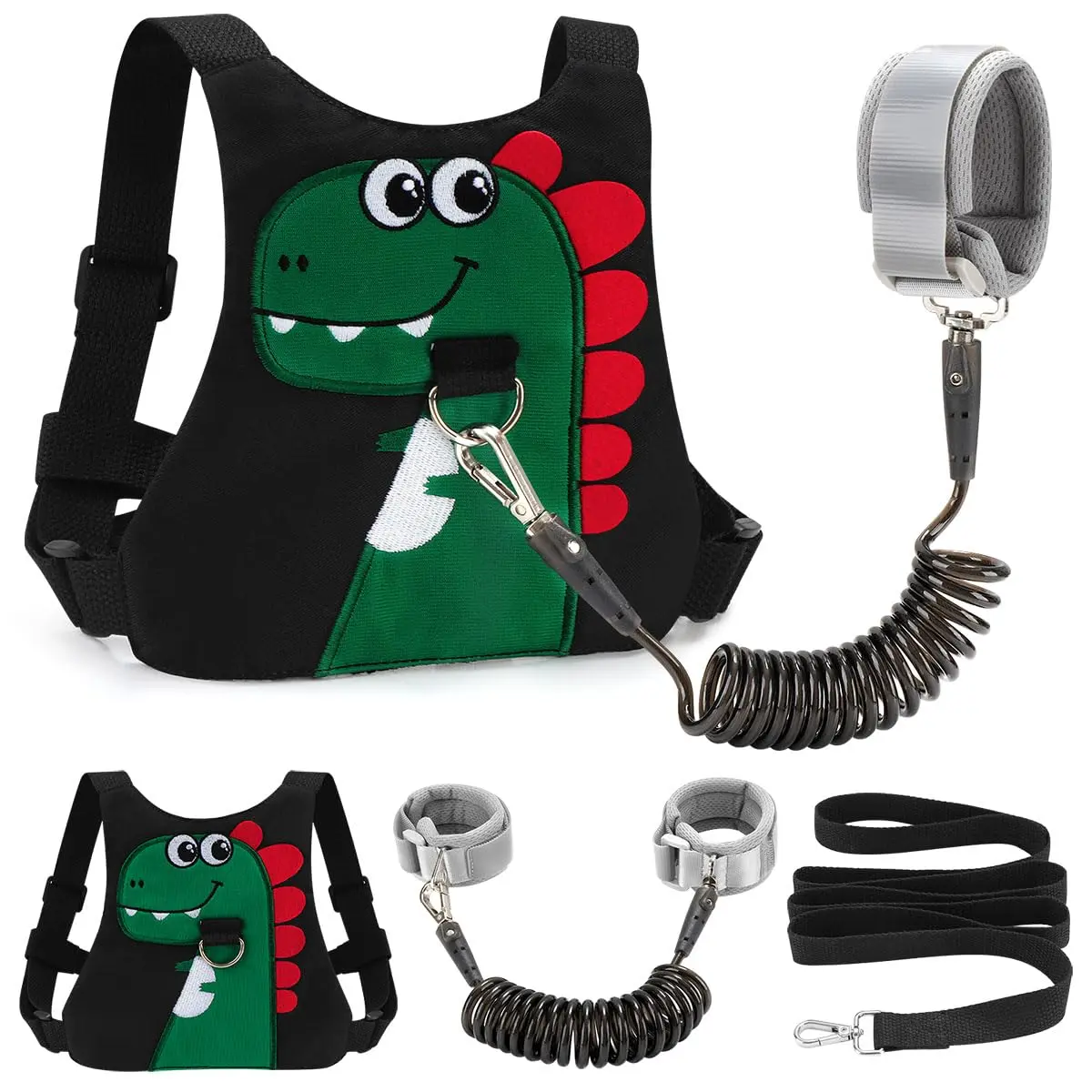 F-CPB05  Toddler Leash-Baby Walking Safty Harness and Child Anti Lost Wrist Link for Girls/Boys Travel (Black 2)