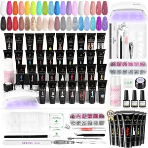 SAVILAND 36Colors Poly Gel Nail Kit – All-in-One Extension Set with Mini UV Lamp & Slip Solution for Easy Home DIY or Gift