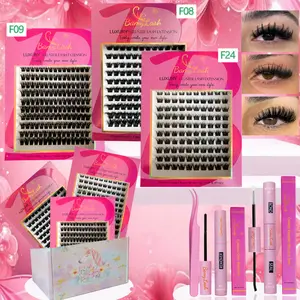 BamyLash Mixed Lashes Set with 3 Boxes DIY Lash Cluster Kit 8-16mm with Bond & Seal Remover for Custom Eyelash Extensions and DIY Lash at Home for Eye Make Up Eyelash Gift Pack for Family and Friend