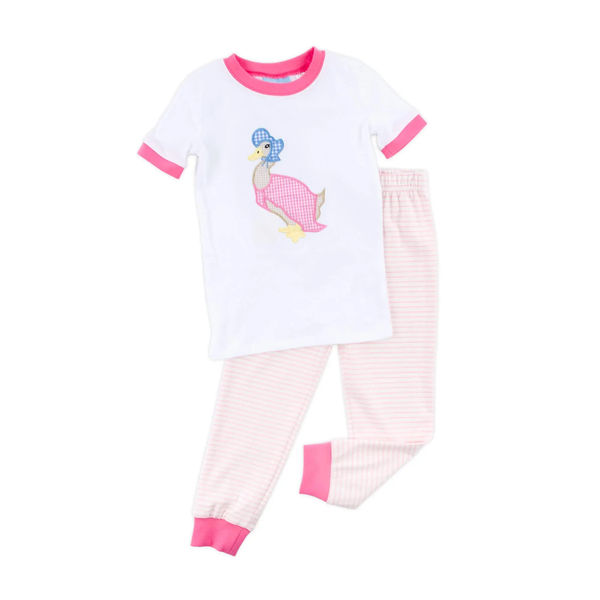 Storybook Friends Pink Stripe Pajamas - Girls Fairy Tale Duck PJ Set