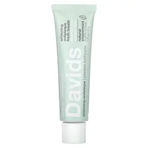 Davids Premium Toothpaste, Whitening + Antiplaque, Natural Peppermint, 1.75 oz (50 g)