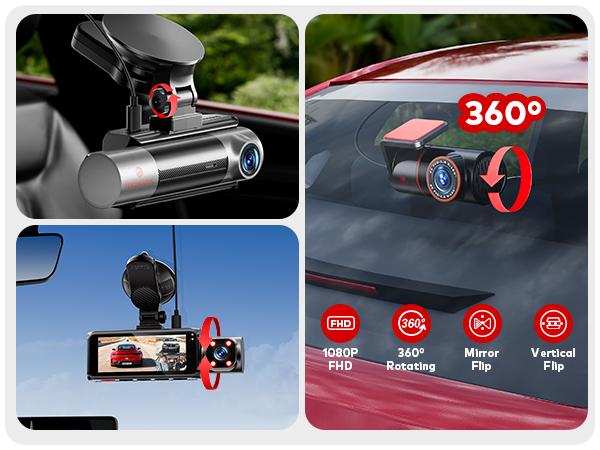 TERUNSOUL 4K Dual Dash Cam with Front-Rear Camera Options, Triple Camera Variant, GPS, 5GHz WiFi App Control, 128GB Card Included, Night Vision, 24H Parking Mode dashcam sohochic
