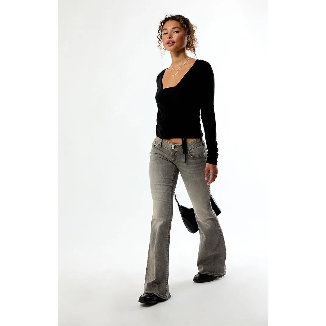 Pacsun Women's Alana Ultimate Low Rise Flare Jeans Stretch Gray