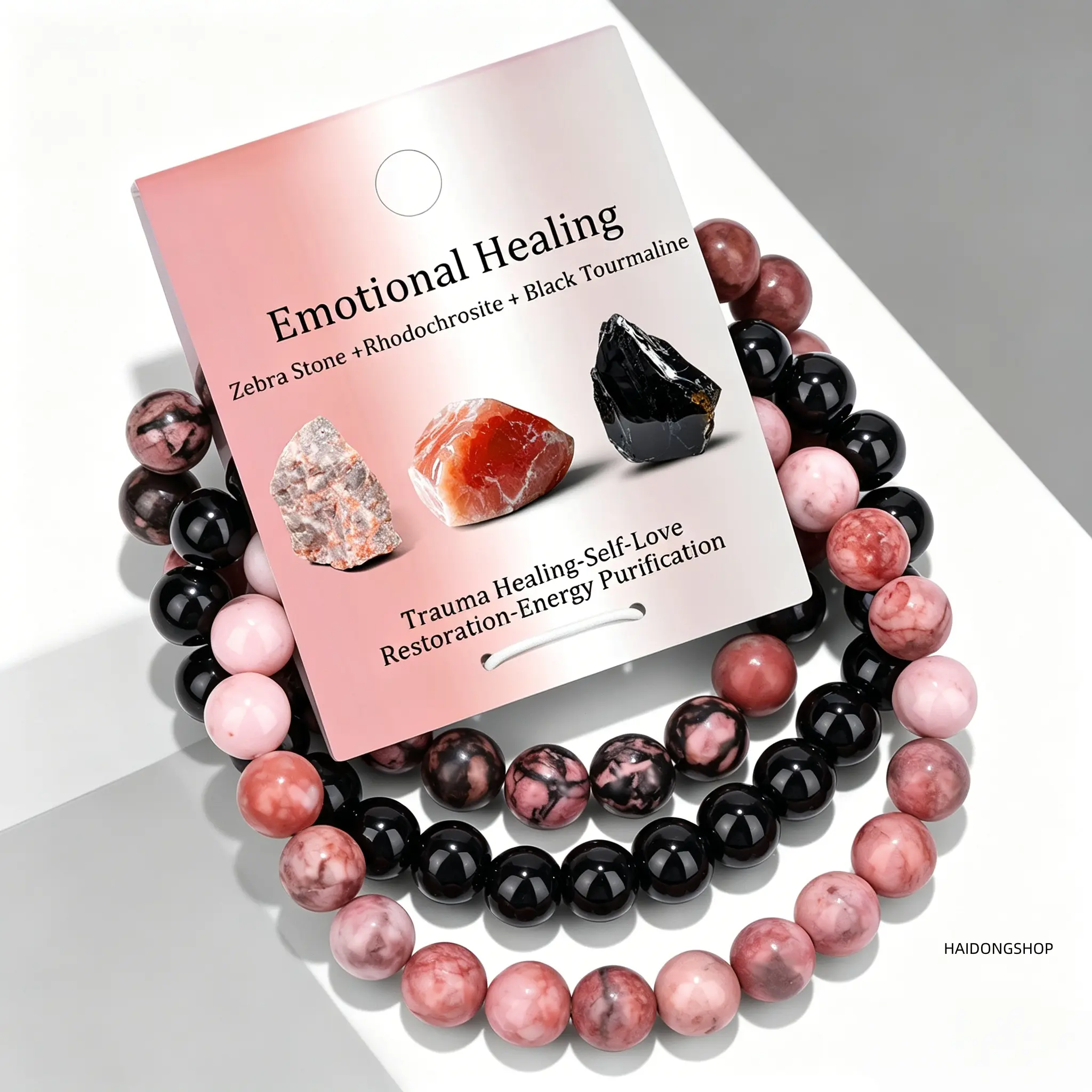 Women’s gemstone bracelet set, 8 mm elastic stretch crystal stone stackable wrist jewelry, spiritual emotional self-healing beaded bands, trendy layering accessory, sentimental birthday gift for everyday casual self-care wear