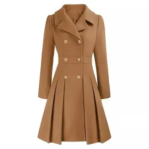2025 Autumn/Winter Selected Women's Trench Coat - Lapel, Double-Breasted, Pocketed A-Line Pea Coat