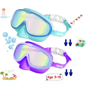 Sharkite Kids Swimming Goggles Wide Angle Anti-fog UV Waterproof Leakproof Boys and Girls Swimming Goggles for 4-15 years old