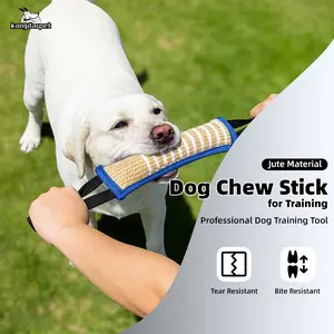Jute Dog Tug Toy for Small Medium Dogs, Durable Chew Pillow, Chew Stick & Bite Training Tool, Interactive Tug of War Puppy Teething Toy