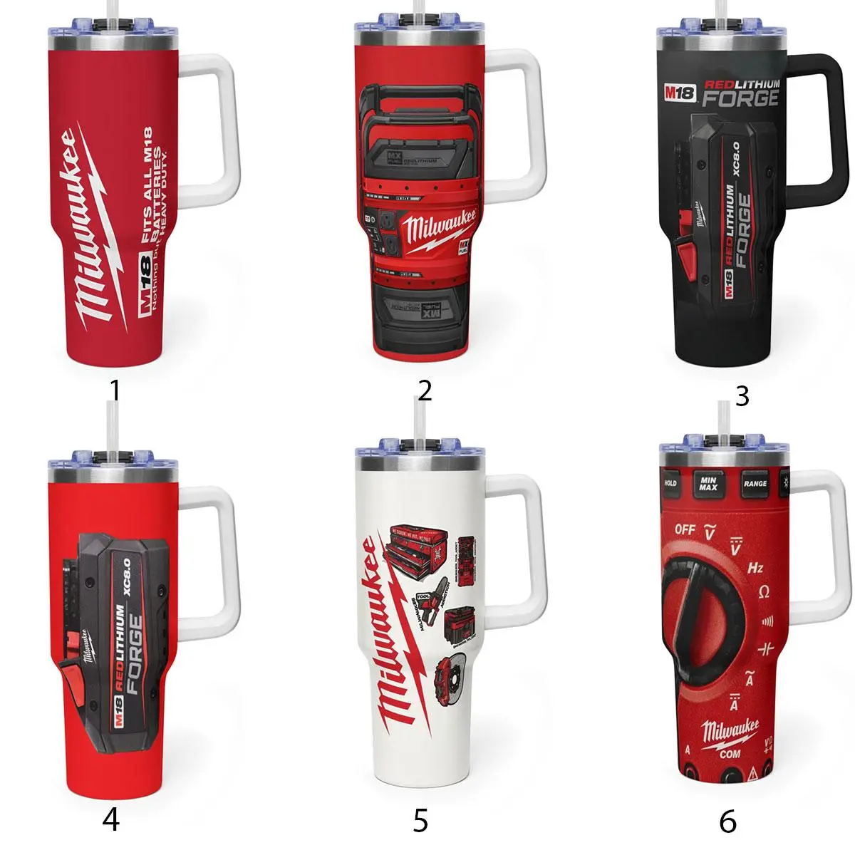 Milwaukee M18 Aesthetic Pattern 40oz Tumbler with Handle – Insulated Travel Mug Tool Lover Gift
