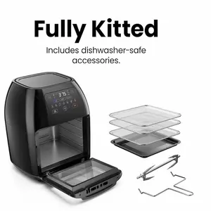 CHEFMAN Multifunctional Digital Air Fryer+ Rotisserie, Dehydrator, Convection Oven, 17 Touch Screen Presets Fry, Roast, Dehydrate, Bake, XL 10L Family Size, Auto Shutoff, Large Easy-View Window, Black