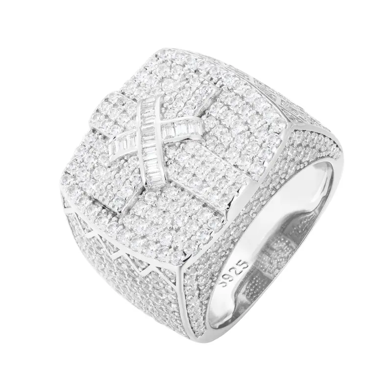 【#R422 】UCCIYO 18K Gold-Plated Cross Ring with Lab-Grown Moissanite S925 Sterling Silver  Moissanite Ring for Women Men Hip Hop Jewelry Gift Bridal Statement Ring Engagement Rings【#R422 】