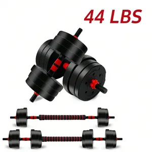 44lbs Free Weight Set With Connector, Adjustable Weights Dumbbells Set Used As Barbell, Push Up Stand, Ergonomic Grip, Anti-Slip For Home Gym, Men & Women Fitness Exercises