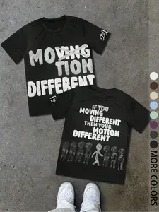 Men's and Women's Short Sleeve T-Shirt with Letter Character Print, Stylish Casual Fit Summer Tee for Youth, Versatile American Trendy Style