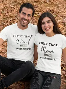 Custom Couple Matching Outfits T-Shirt for Expecting Couples New Dad & Mom Set, First-Time Parent Gifts Pullover for Women for Men Unisex, Perfect Gift Anniversary Clothes