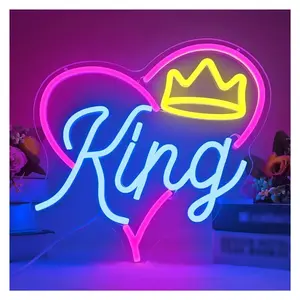 King Neon Sign, Alphabet Light Dimmable USB Power Switch, Bedroom Kids Room Wall Decoration