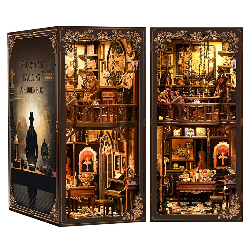 WoodWhispers DIY Wood Craft Set - DIY Book Nook Dark Box Mystery Case, Mininature Woodwork Kit for Toys & Hobbies Enthusiasts