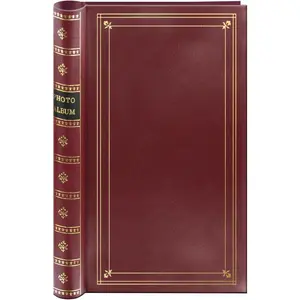Spiral Bound Photo Album 300 Bi-Directional Memo Pockets Hold 4x6 Photos, Burgundy