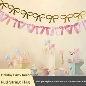 10 bows in 1 piece, wedding season birthday party mixed color gradient bow hanging party decoration garland, Birthday party decorations