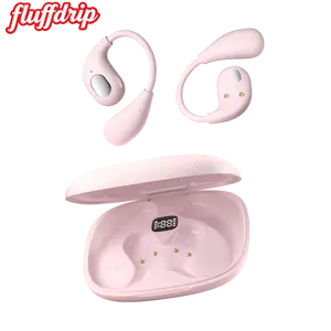 Fluffdrip Open-Ear Earbuds OWS-Fits 03L | Wireless Bluetooth 5.4 Headphones with LED Display Case for Sport Running