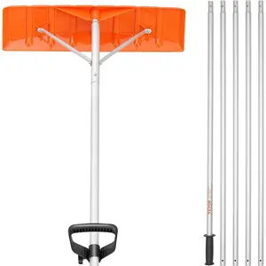 TikTokShopBlackFridayVEVOR Snow Roof Rake, 21ft Reach Aluminium Handle, 25" Plastic Blade Snow Removal Tool, Superior Roof Shovel with Anti-Slip Handle Grip, Easy to Setup & Use for House Roof, Wet Leaves, Car Snow