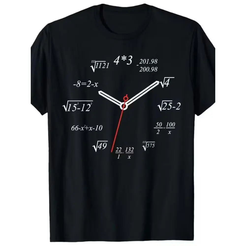 Women's Math Clock Graphic Short Sleeve T-Shirt, Soft Smooth 100% Cotton with a Seamless Lightweight Feel, Solid, Casual