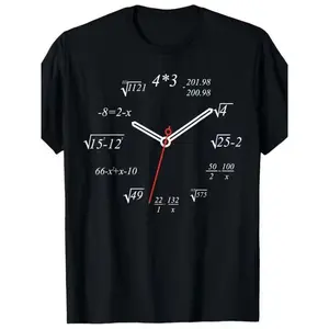 Women's 100% Pure Cotton Regular-Fit Short-Sleeve Soft Top, Large Size, Geek-Style Math Clock Graphics, Smooth Seamless Fabric, Casual Wear for Math Enthusiasts, Educational Womenswear,summervibes