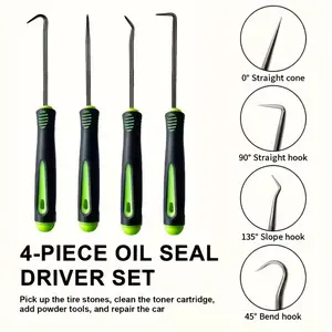 Precision Hook Set, 4-Piece Oil Seal Driver Tool Kit, Durable Materials, Non-Slip Handle, Car & Electronic Repair Tools, Repair Toolkit