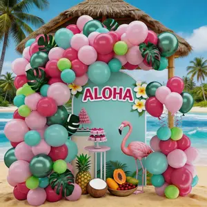 113 Piece Hawaii Theme Balloon Arch Set, Balloon Garland, Hawaiian, Peach, Tropical Party Decor, Beach Birthday Party, Wedding, Summer Balloon Decoration Essentials