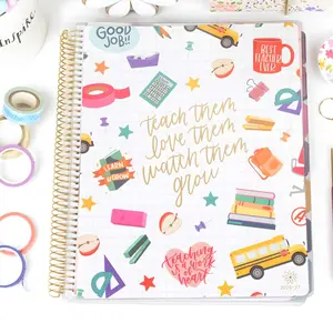 2026-27 Teacher Planner | Bold & Bright | Interchangeable Cover Doodle Typography Calendar