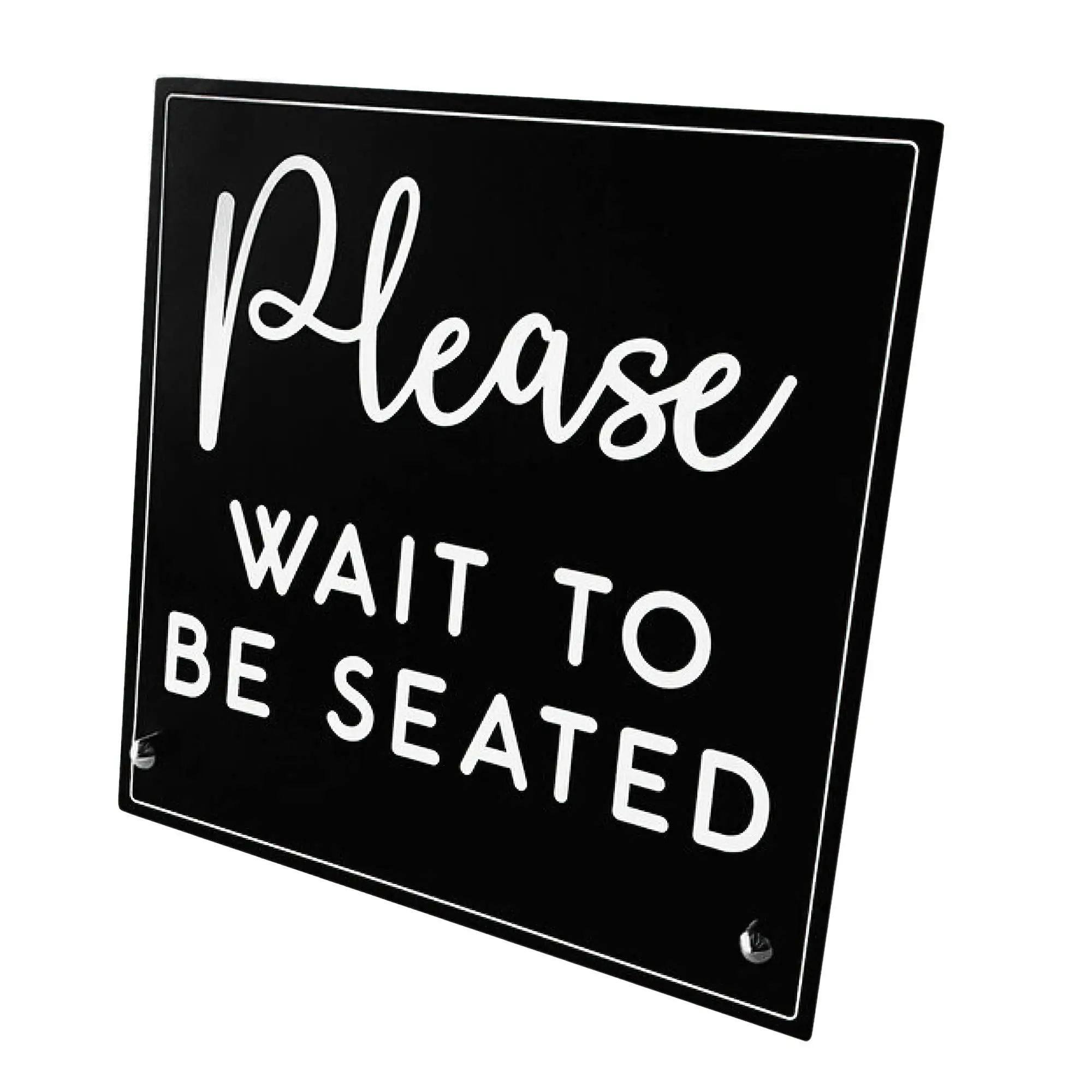 Freestanding "Please Wait To Be Seated" Sign with Stand for Coffee Shop, Restaurant, Bakery, Cafe Counter Top Hostess Display