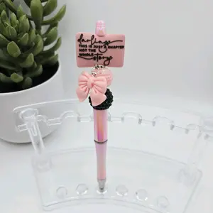 Darling this is Just A Chapter Not The Whole Story Bling and Beaded Pen with Pink Coquette Bow Dangling Charm - Black Ink