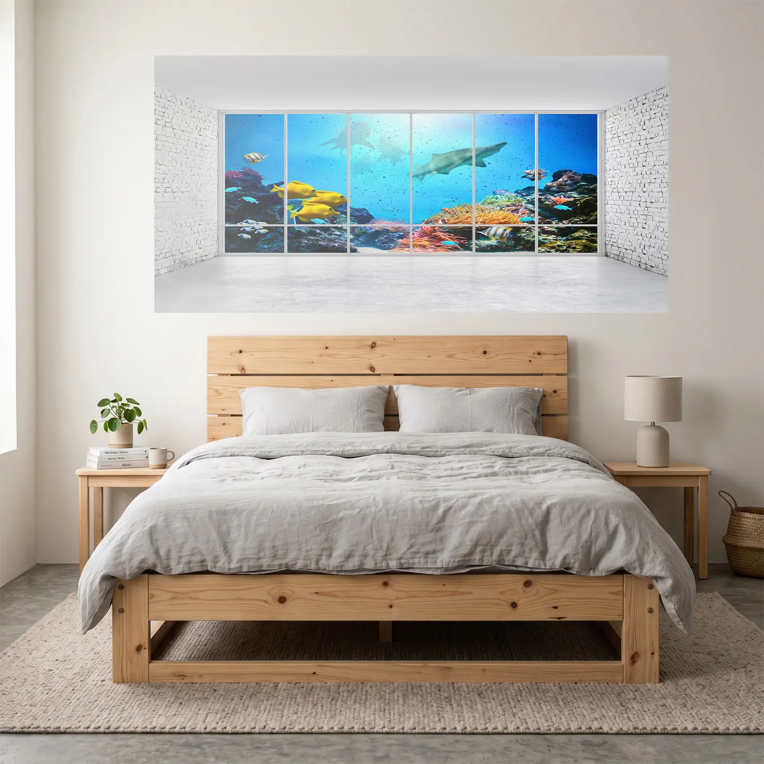 Self-Adhesive Bed Headboard Sticker, Ocean Diversity Theme, Waterproof, Easy Installation, Bedroom Decor, No Drilling Required