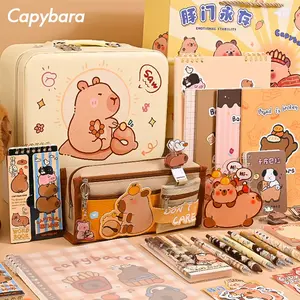 Capybara Themed Stationery Gift Set (Gift Bag/Suitcase Package) with Stickers, Gel pens, Pencil Case, Stickers and Accessories - Cute Study Essentials Pack for Students and Animal Lovers