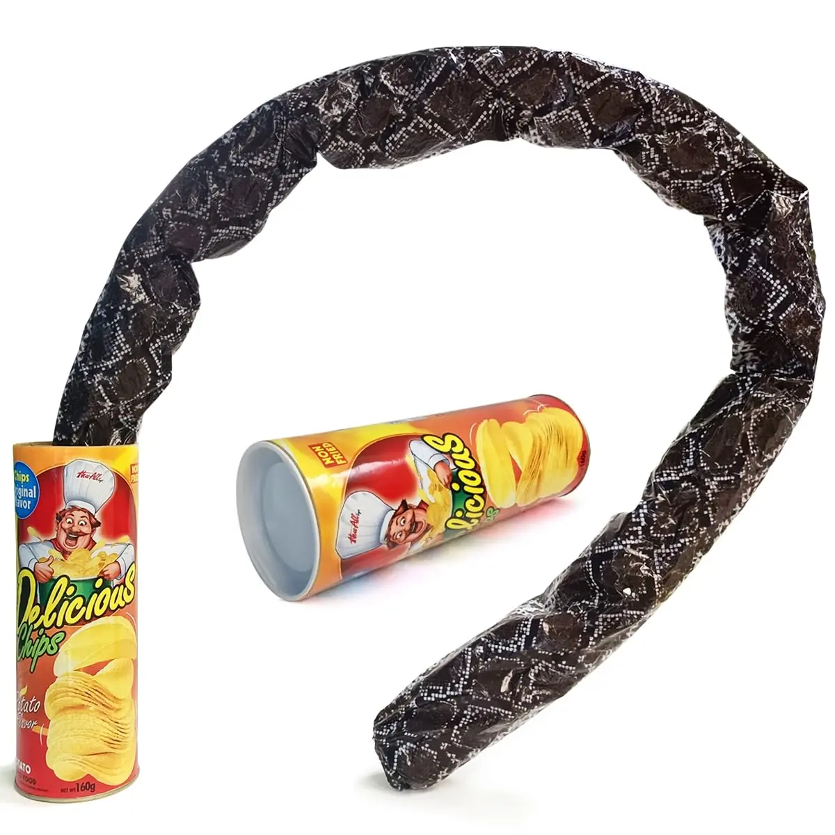 Adedria Large Plastic Potato Chip Can Jump Spring Snake Prank Prop - 1pc Unisex Novelty Gag Toy for 12+ Years Old, April Fool's Day Pranks Decoration & Gift