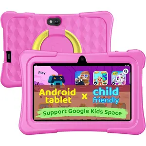 Kids Tablet, 7 Inch Android Tablet for Kids, 6GB+32GB 1TB Expand, Quad-Core Toddler Tablets with Shockproof Case, BT, WiFi, Parental Control, Games, Dual Camera for Gifts(Pink)
