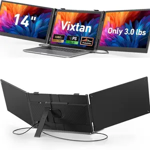 14" Triple Laptop Screen Extender, 3.0 lbs Lightweight FHD IPS Portable Monitor for Laptop, USB-C Plug & Play Multi Screen Attachment for 13-17.3" laptops with Windows/Mac/Chrome