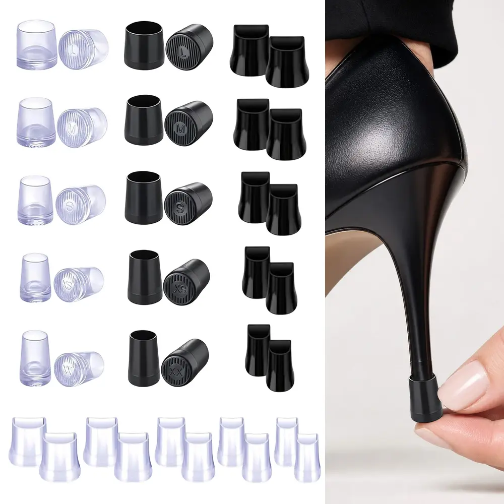 20 Pair Heel Caps for High Heels, Heel Covers for High Heel Shoes, 5 Sizes Heel Bottom Replacement Tips for Women's Shoes, Non-Slip Stiletto Heel Caps for Outdoor Weddings Grass