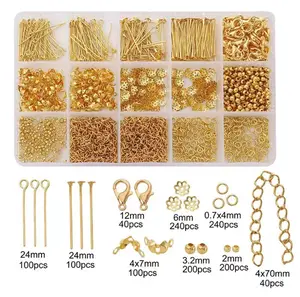 Hand Tools Kits Gold/Silver Supplies Hypoallergenic Earring Making Kit with Jump Rings Eye Pins Head Pins Lobster Clasps Bead Caps Crimp Beads & Extension Chains for DIY Jewelry Making