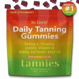 Re Lierre Daily Tanning Gummies with Copper, Tyrosine, Vitamin D3, Beta-Carotene, Safflower Oil, and Piperine - Supplements