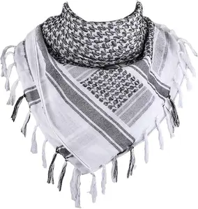 Cotton Scarf Military Shemagh Arab Tactical Desert Keffiyeh Thickened Head Neck Scarf Wrap for Women and Men 43"x43"