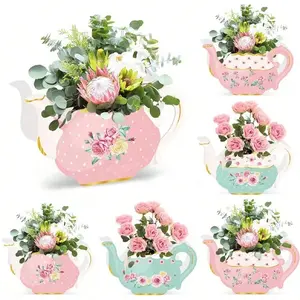 4pcs Paper Tea Party Decorative Flower Boxes, Elegant Table Centerpieces, Wedding, Spring, Summer, Mooncake Tea Parties, Floral Theme Birthday Parties