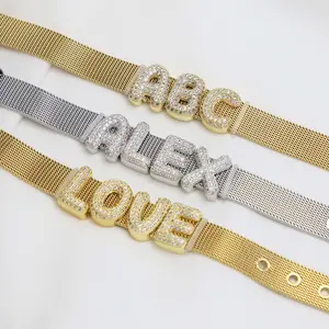 Zircon balloon bubble DIY letter adjustable strap bracelet unisex daily gift jewelry