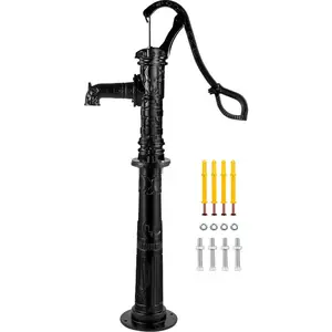 VEVOR Hand Water Pump with Stand 15.7x 9.4x 53.1 inch Pitcher Pump 26 inch Pump Stand with Pre-set 1/2 Holes for Easy Installation Rustic Cast Iron Well Pump for Yard Garden Farm Irrigation BlacVEVOR Super Brand Day