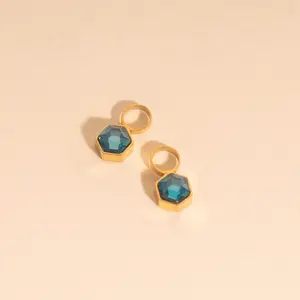 March Birthstone Huggie Hoop Charms