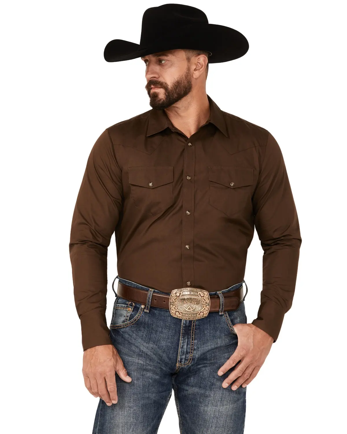 Gibson Trading Co Men's Men'S Basic Solid Twill Long Sleeve Snap Western - Gmba21w100-Dkbn